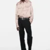 Textured satin button-up shirt