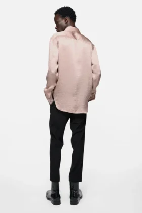 Textured satin button-up shirt
