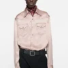 Textured satin button-up shirt