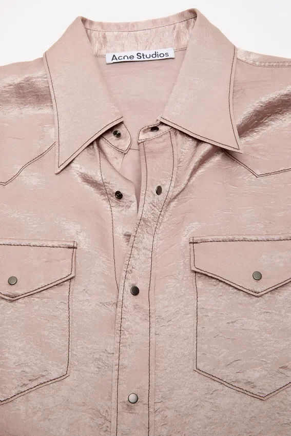 Textured satin button-up shirt