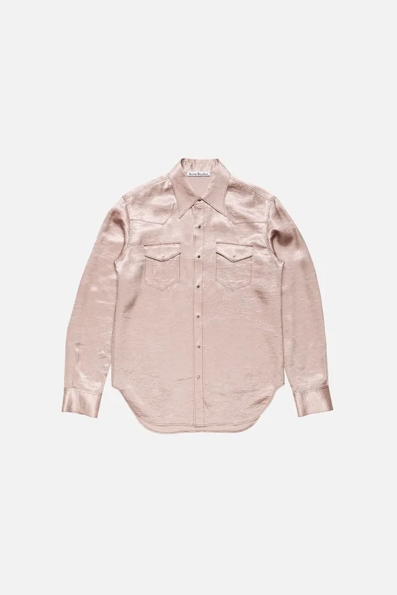 Textured satin button-up shirt