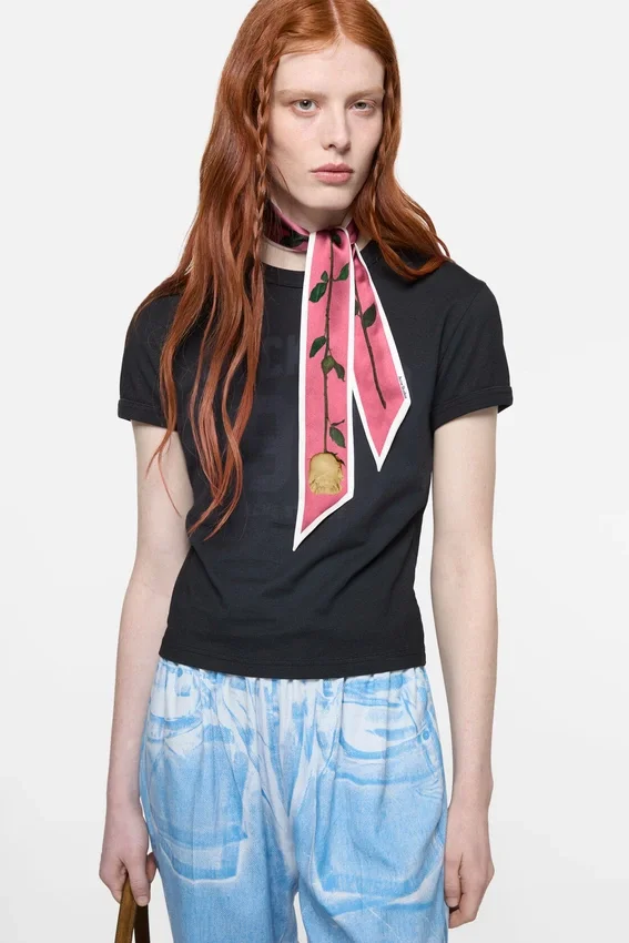 Thin silk satin scarf