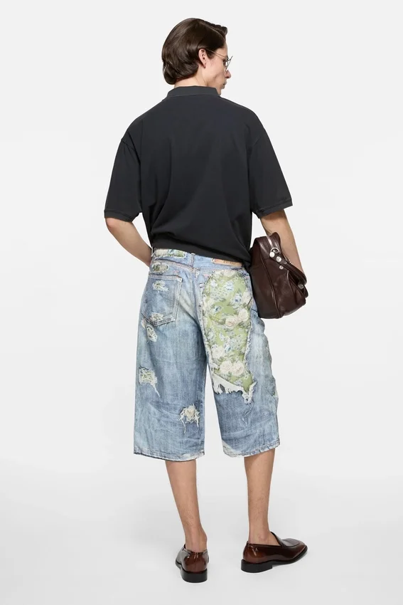 Trompe-l’œil denim shorts
