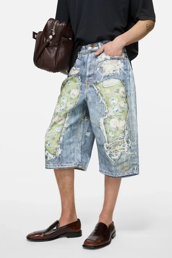 Trompe-l’œil denim shorts