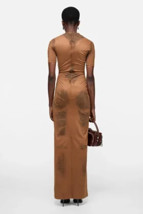 Trompe-l’œil suede dress