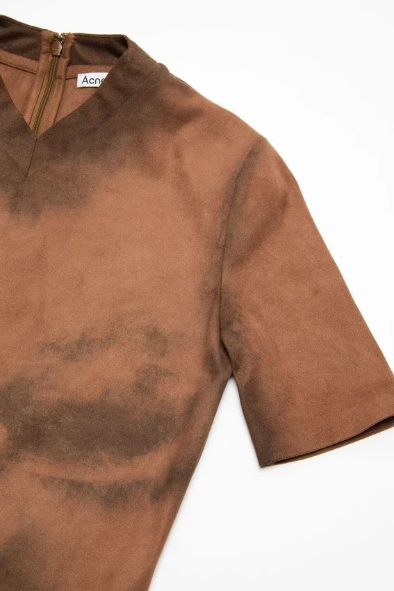 Trompe-l’œil suede dress