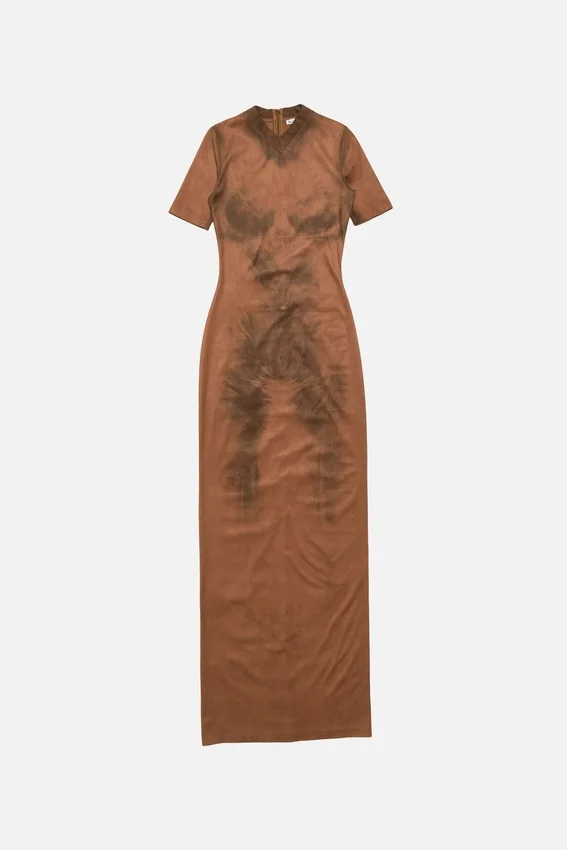 Trompe-l’œil suede dress