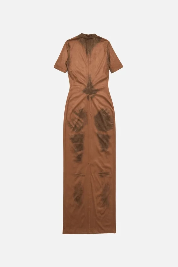 Trompe-l’œil suede dress