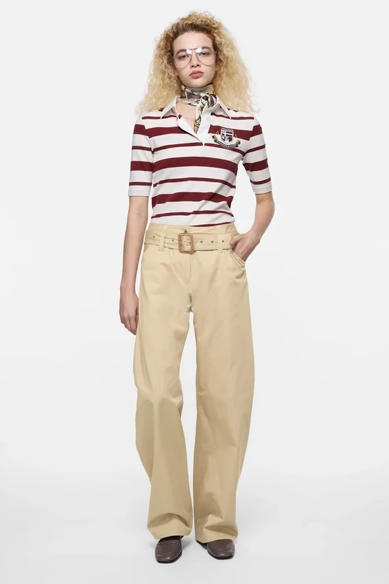 Twill trousers with belt