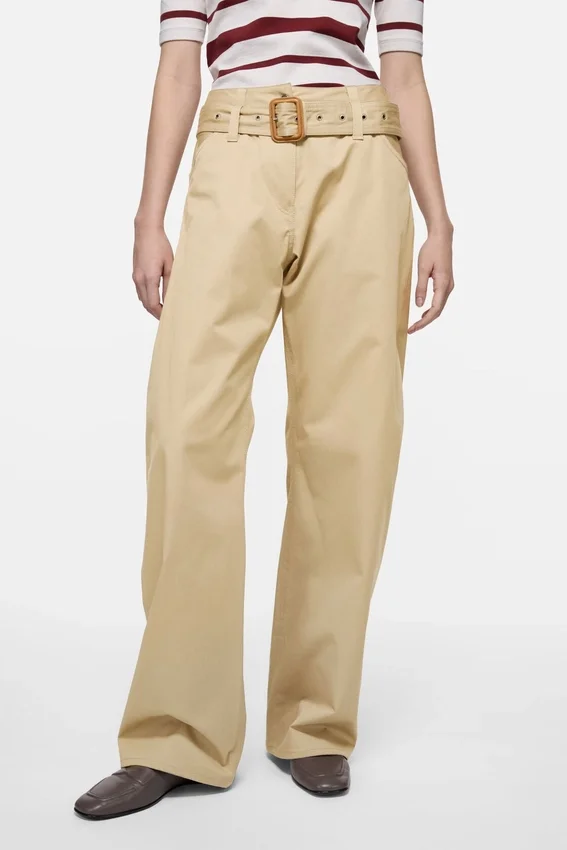 Twill trousers with belt