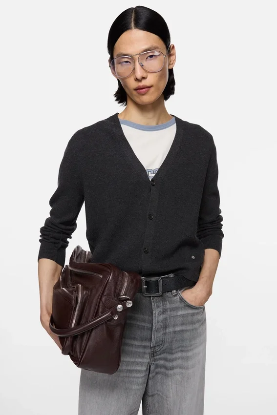 V-neck wool cardigan