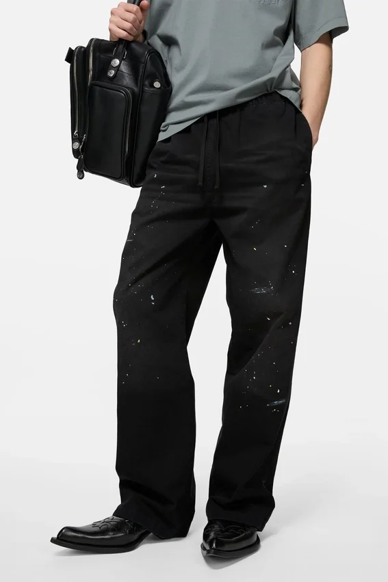 Washed cotton trousers