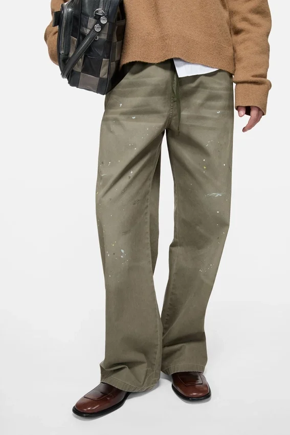 Washed cotton trousers