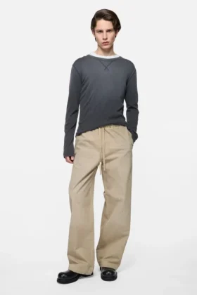Washed twill trousers