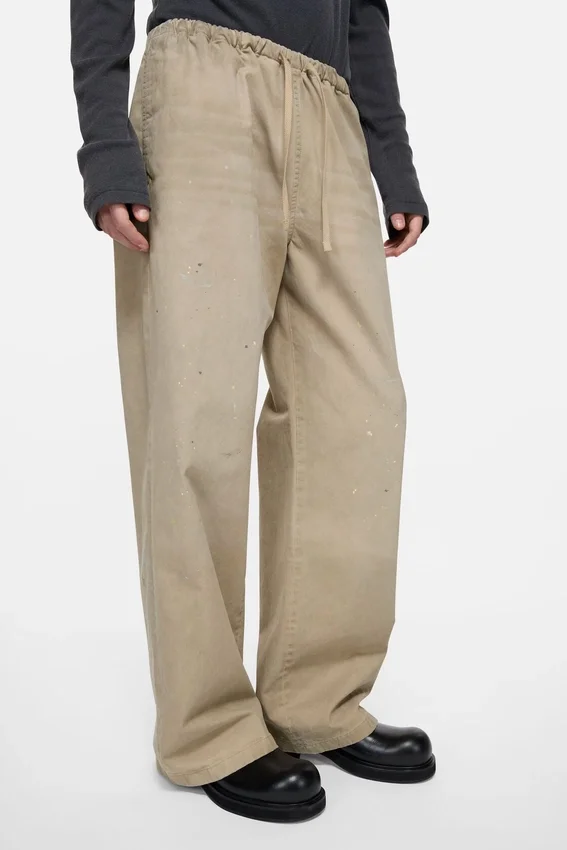 Washed twill trousers