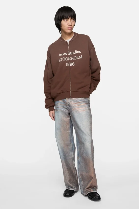 Washed zip-up cardigan