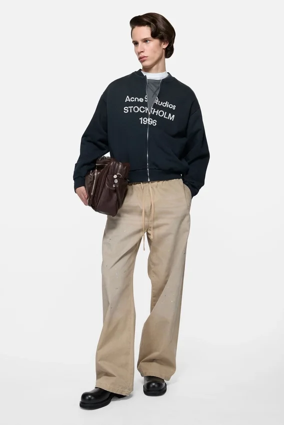 Washed zip-up cardigan