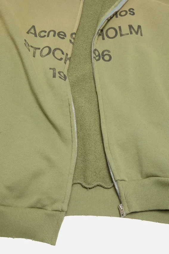 Washed zip-up cardigan
