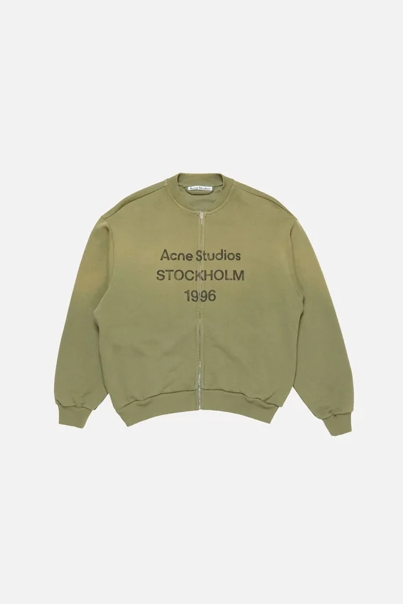 Washed zip-up cardigan