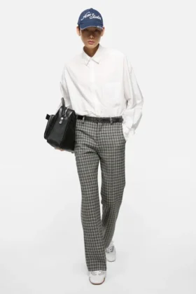 Wool check trousers