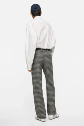 Wool check trousers