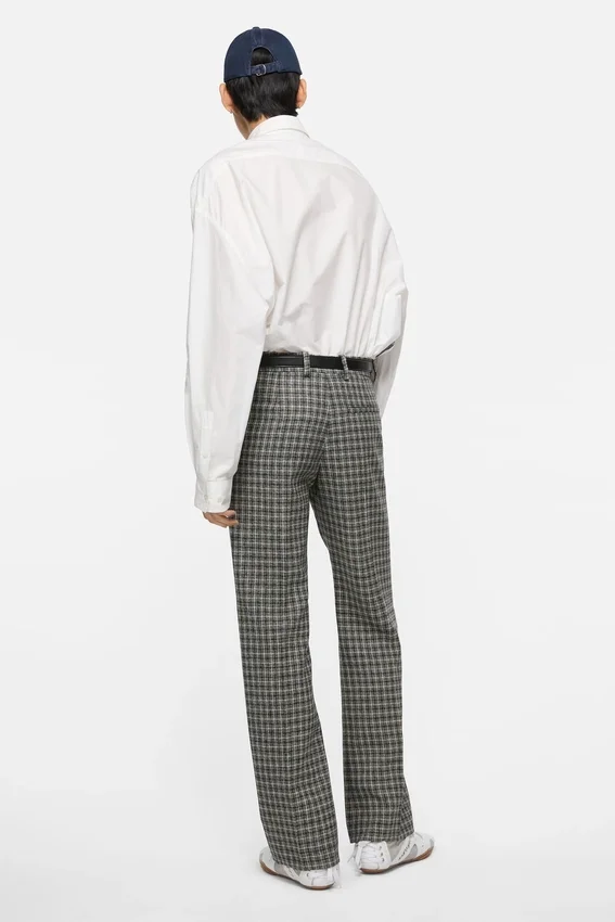 Wool check trousers