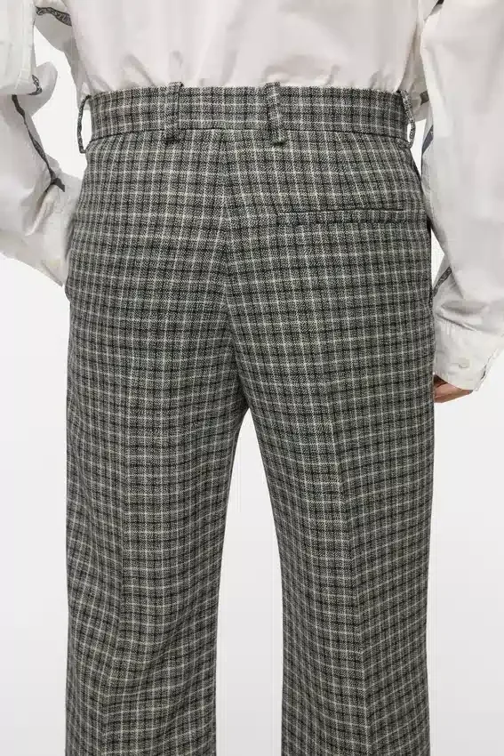 Wool check trousers