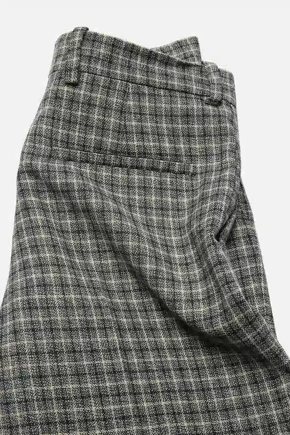 Wool check trousers