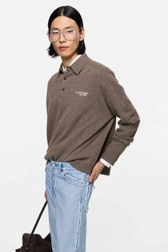 Wool knit polo