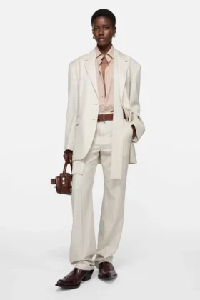 Wool pinstripe trousers