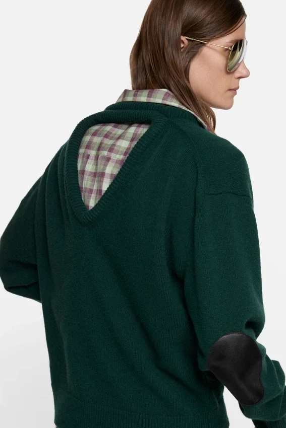 Wool sweater with cut-out