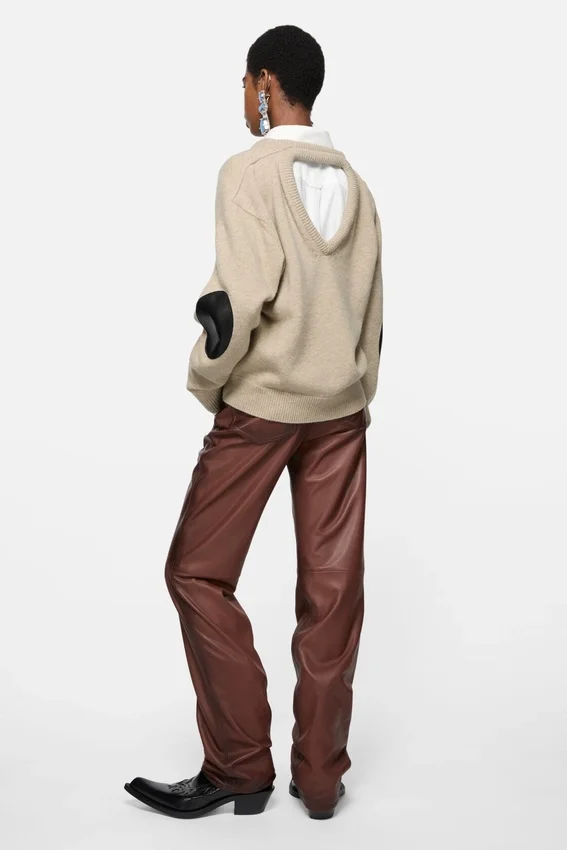 Wool sweater with cut-out