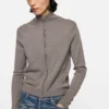 Zip-up bow logo cardigan