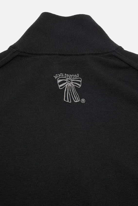 Zip-up bow logo cardigan