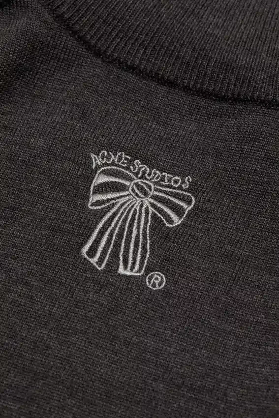 Zip-up bow logo cardigan