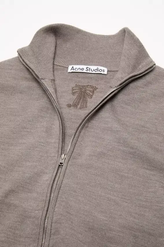 Zip-up bow logo cardigan