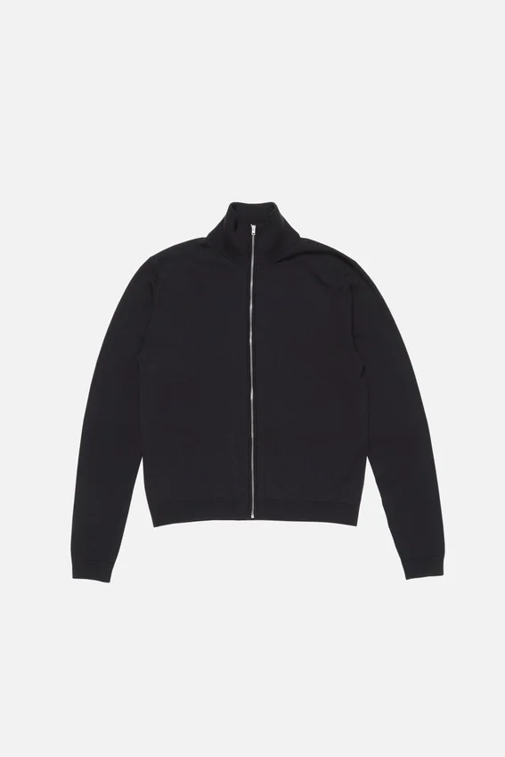 Zip-up bow logo cardigan