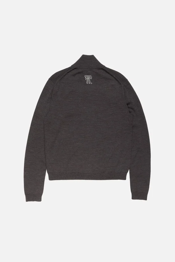 Zip-up bow logo cardigan