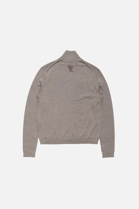 Zip-up bow logo cardigan